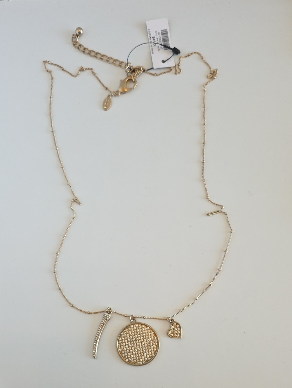 Chico's Talli Pave Multi-Charm Pendant Necklace Gold Tone NWT